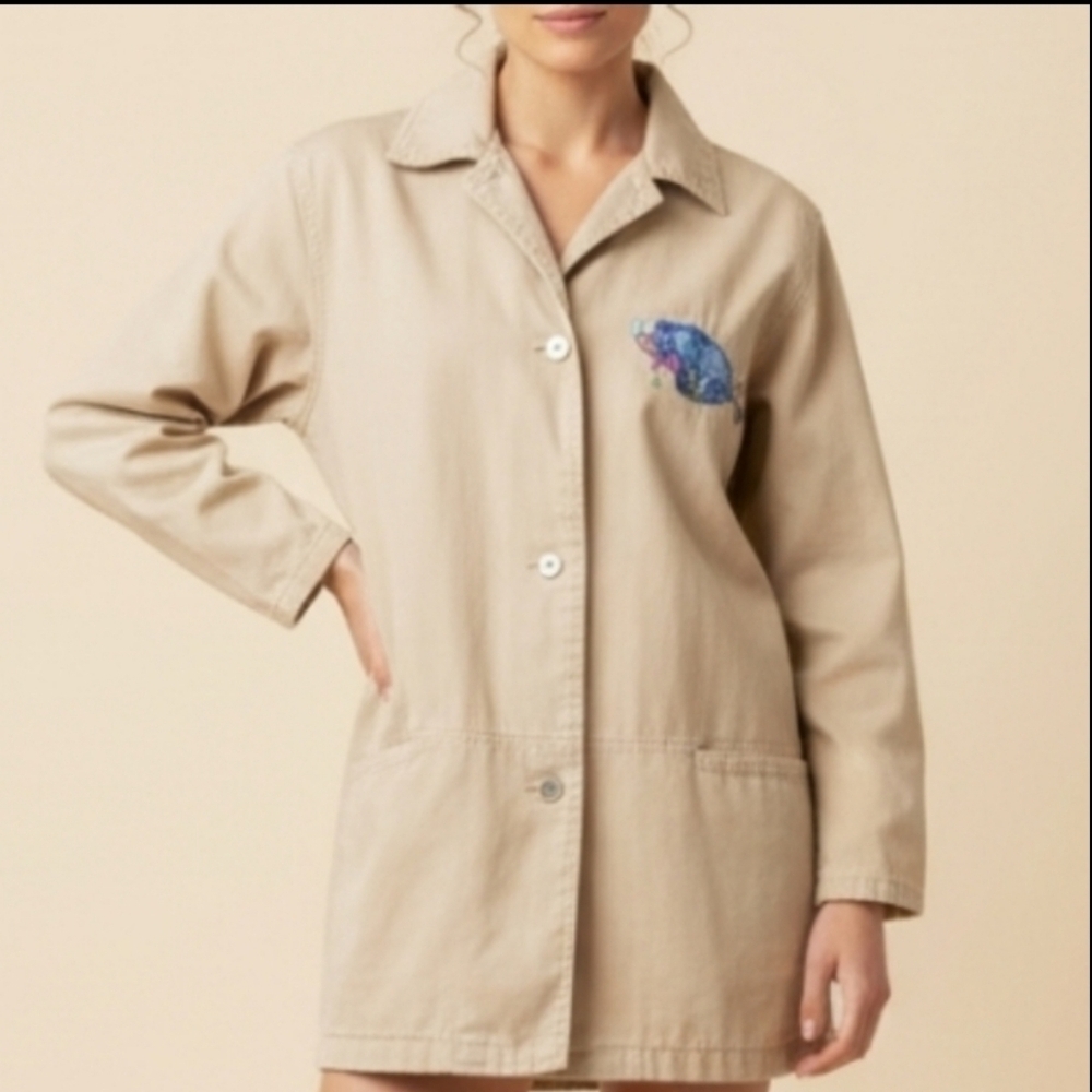 Disney Vintage Cream Utility Jacket with Eeyore Embroidered Detail Size Large - Picture 12 of 14